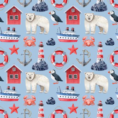 Kuzey denizi mavi arka planda pürüzsüz desen. Çocuk suluboya çizimi. Kumaş dokusu, ambalaj kağıdı, duvar kağıtları, yapıştırma kitabı.