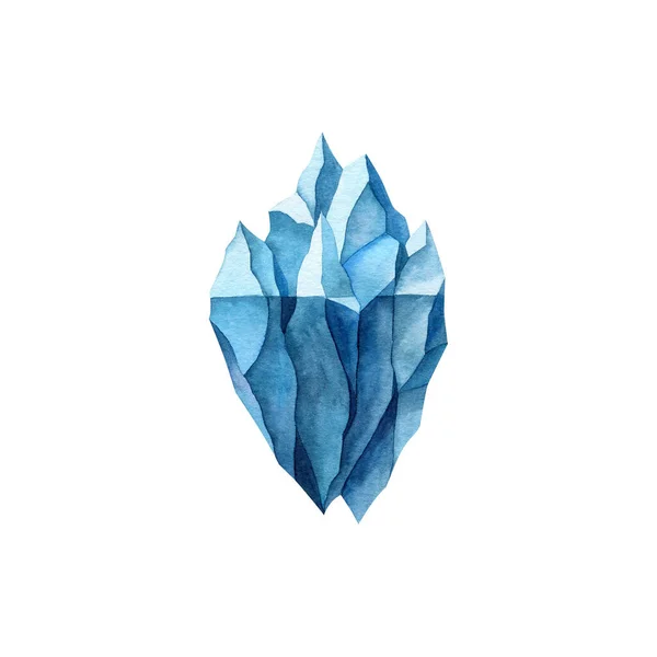 Modrý Ledovec Akvarel Ilustrace Izolované Bílém Pozadí Prvek Severního Moře — Stock fotografie