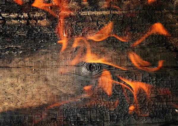 Holz Hintergrund Mit Feuer — Stockfoto