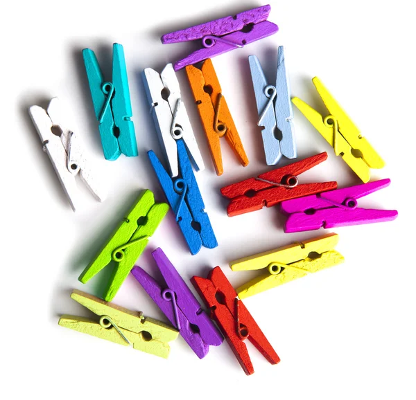Dřevěné barevné clothespins — Stock fotografie