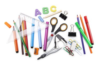 ofis ve öğrenci vites beyaz arka plan üzerinde fotoğraf.