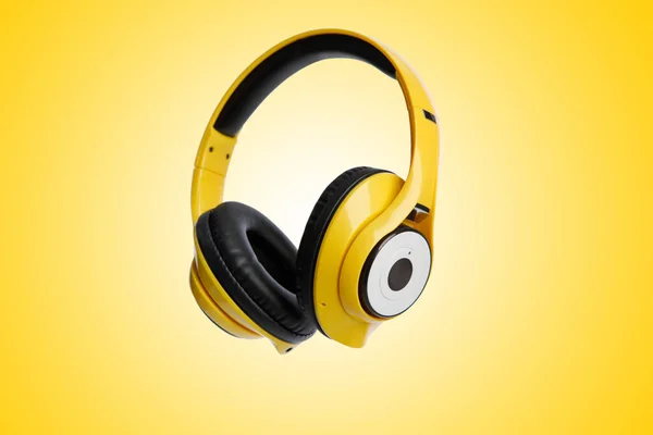 Yellow Wireless Headphones White Background — Stock Photo, Image