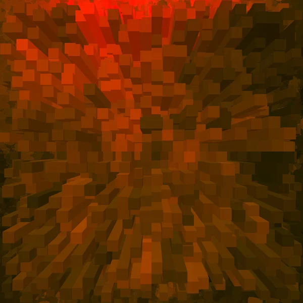 Orange tinted reflective checkered cube background — Stock Photo, Image