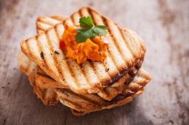 Fresh vegetarian toast for breakfast