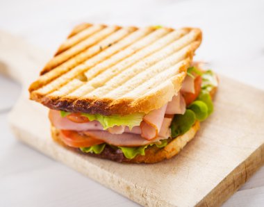 Toast Sandwich on wooden bench
