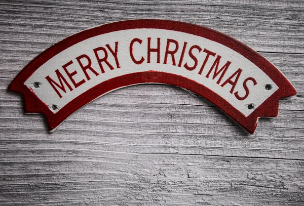 古い木材表面上バナーにメリー クリスマスの言葉 — ストック写真