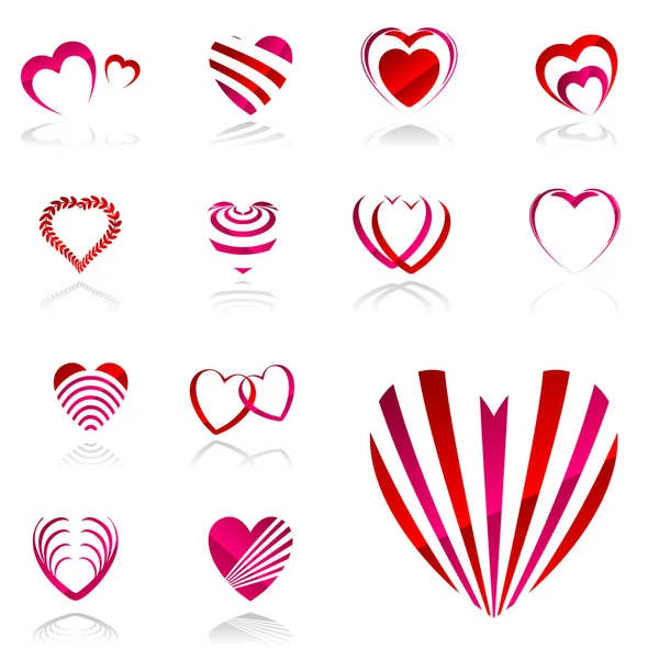 Set di icone del cuore — Vettoriale Stock