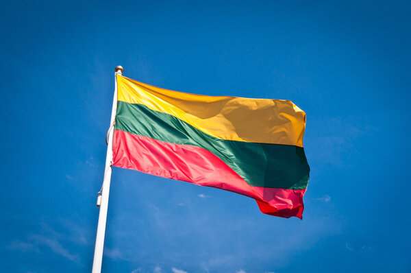 Lithuania flag waving on the wind