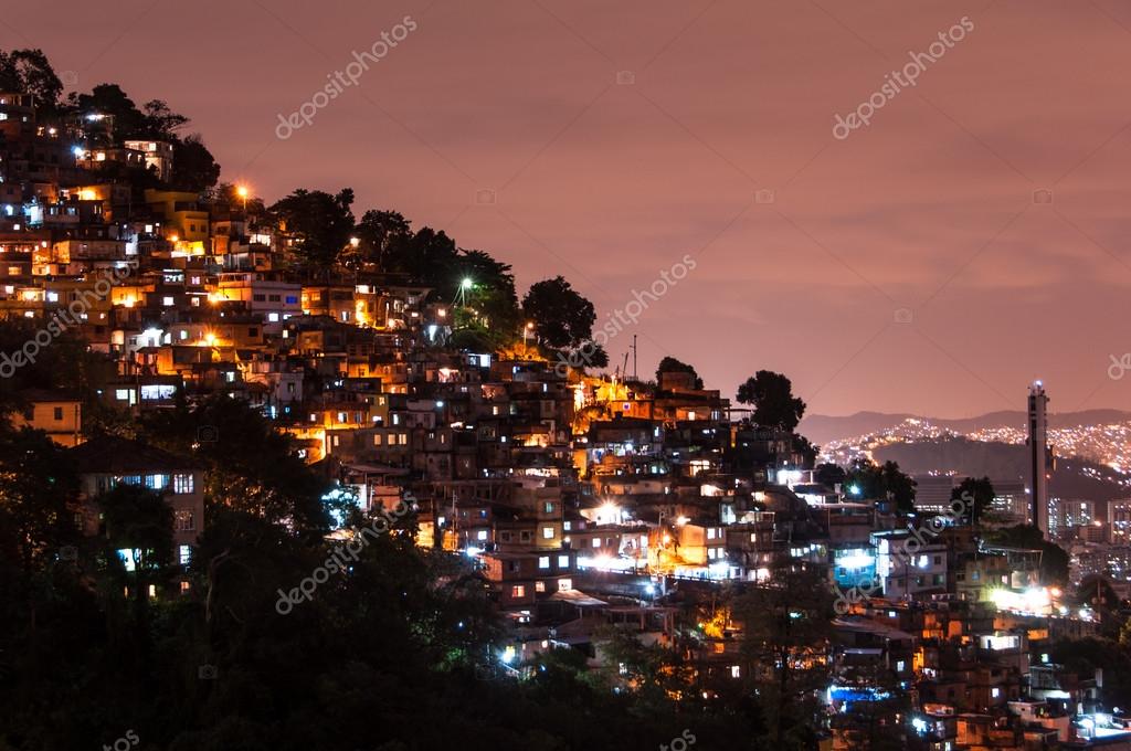 Rio De Janeiro Slums At Night Stock Photo By C Dabldy