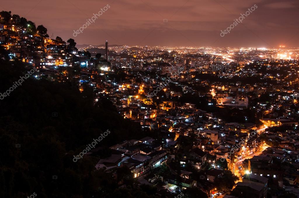 Rio De Janeiro Slums At Night Stock Photo By C Dabldy