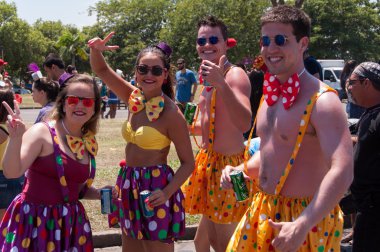 people at carnival street in Flamengo Park