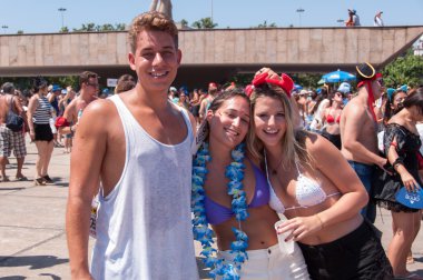 people at carnival street in Flamengo Park