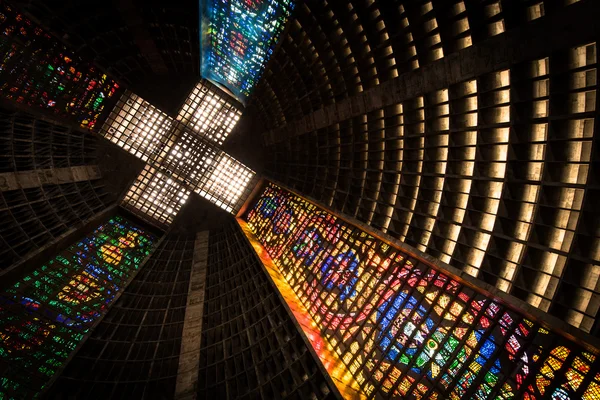 Stained glass interior of the Metropolitan Cathedral — Stock Photo, Image