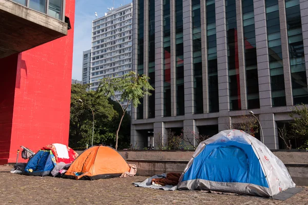Corturi de oameni fără adăpost în Sao Paulo — Fotografie, imagine de stoc