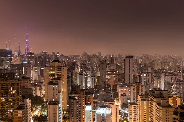 巴西圣保罗城市的夜晚 — 图库照片