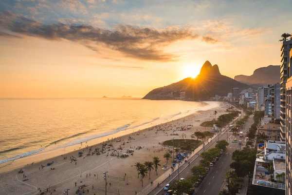 High Angle View Ipanema Beach Rio Janeiro Sunset — Stock Photo, Image