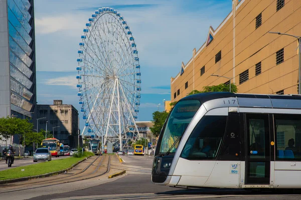 Рио Жанейро Бразилия Января 2021 Года Трамвай Vlt Проходит Перед — стоковое фото