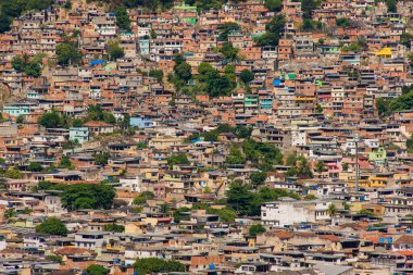 Rio de Janeiro City, Brezilya 'nın varoşlarının tepelerindeki Favelas
