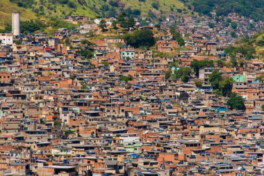 Rio de Janeiro City, Brezilya 'nın varoşlarının tepelerindeki Favelas