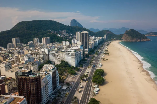 Rio Janeiro Brezilya Daki Copacabana Sahili Hava Görüntüsü — Stok fotoğraf