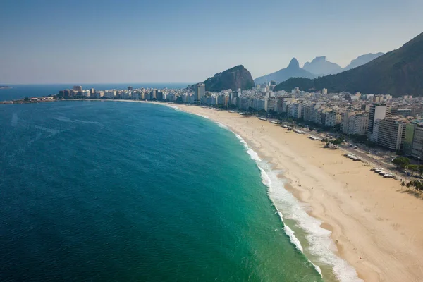 Rio Janeiro Brezilya Daki Boş Copacabana Sahili Hava Görüntüsü — Stok fotoğraf
