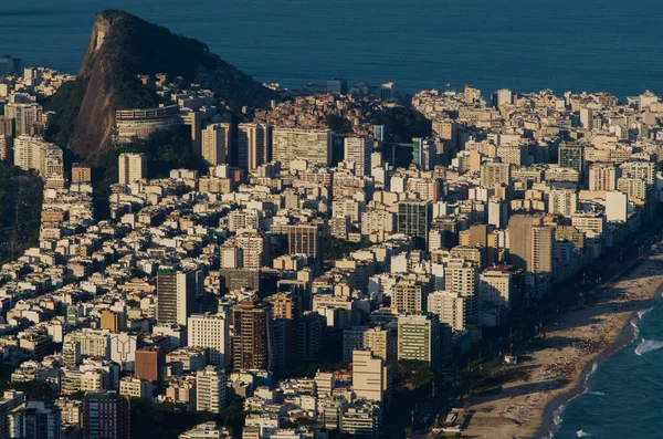 Vista Aérea Ipanema Playa Leblon Desde Montaña Río Janeiro Brasil — Foto de Stock