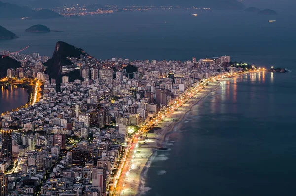 Rio Janeiro Brezilya Daki Dağdan Ipanema Leblon Sahili Nin Havadan — Stok fotoğraf