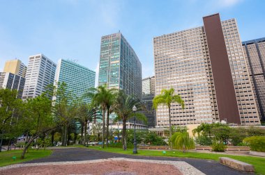 Rio de Janeiro şehrinin yüksek binaları ve ticari binaları.