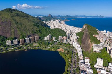 Rio de Janeiro, Brezilya 'da Dağlı Ipanema, Lagoa ve Copacabana' nın Hava Görüntüsü