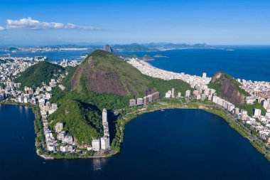 Rio de Janeiro, Brezilya 'da Dağlı Ipanema, Lagoa ve Copacabana' nın Hava Görüntüsü