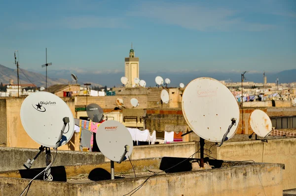 Satellite dishes on the roofs of Fes Stock Photo
