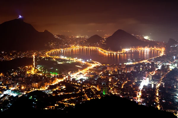 Rio de Janeiro Vista Aérea à noite — Fotografia de Stock