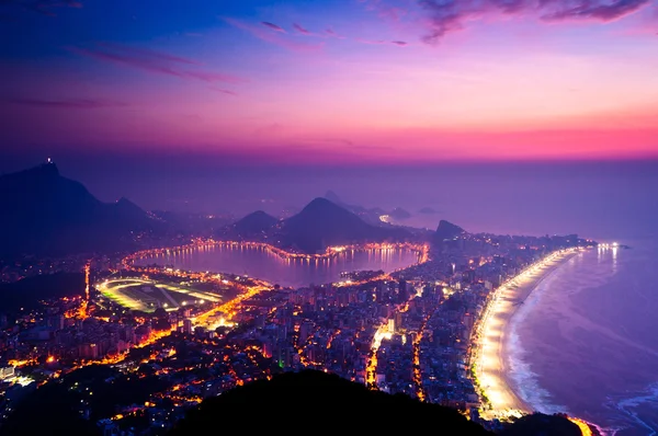 Vista aérea de Río de Janeiro por la noche —  Fotos de Stock