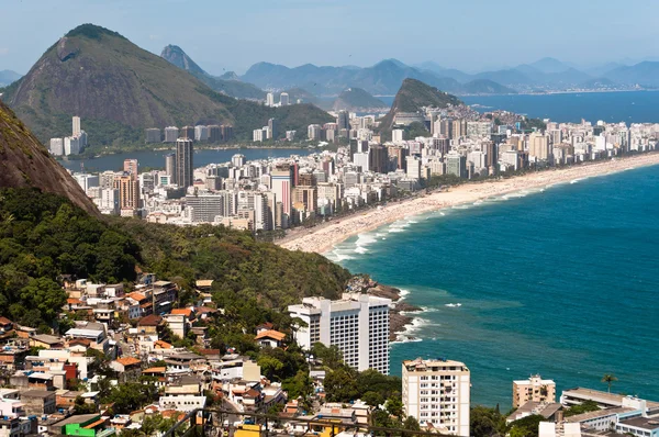 Widok z lotu ptaka Ipanema i Leblon Beach — Zdjęcie stockowe