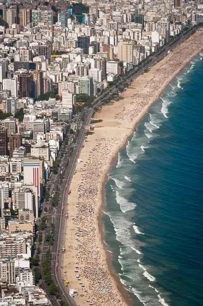 Widok z lotu ptaka Ipanema i Leblon Beach — Zdjęcie stockowe