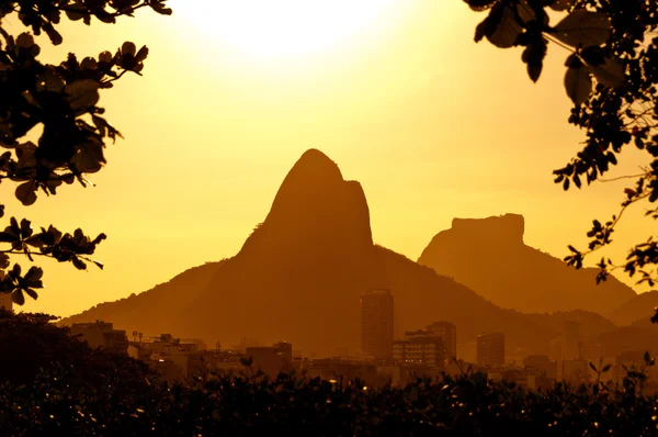 Gyönyörű kilátás, Rio de Janeiro-naplemente — Stock Fotó