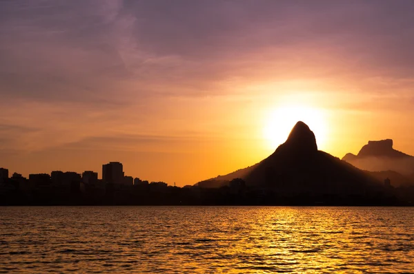 Gyönyörű kilátás, Rio de Janeiro-naplemente — Stock Fotó