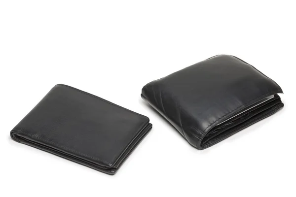 Small empty and big full wallet on white — Stock Photo, Image