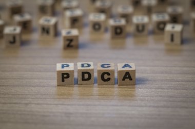 Ahşap küpleri içinde yazılı Pdca