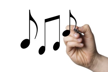 bir el tarafından çekilmiş müzik notlar