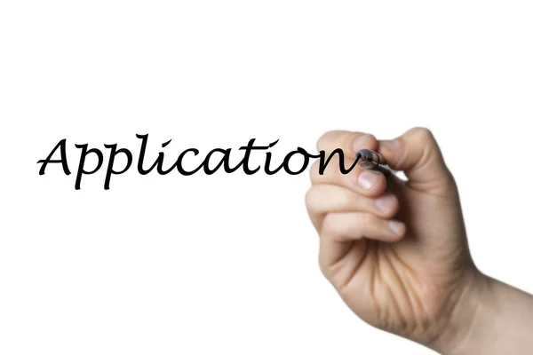 Application written by a hand — Stock Photo, Image