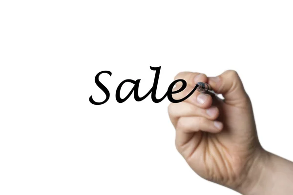 Sale written by a hand — Stock Photo, Image