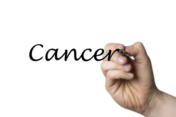 Cancer written by a hand — Stock Photo, Image
