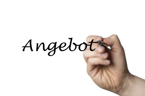 Angebot written by a hand — Stock Photo, Image