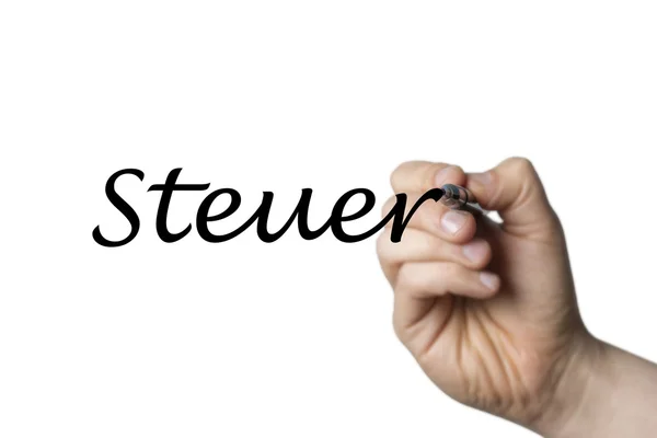 Steuer written by a hand — Stock Photo, Image