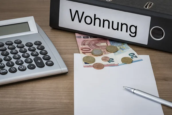 Wohnung written on a binder — Stock Photo, Image