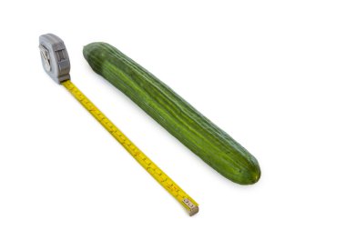 cucumber with measuring tape on white clipart