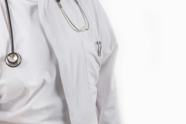 Doctor in laboratory coat with stethoscope — Stock Photo, Image