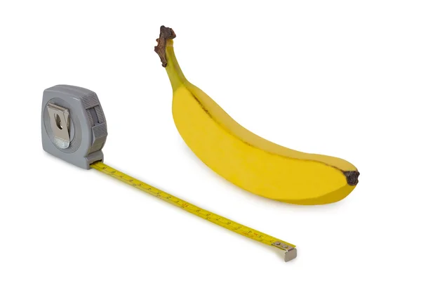 Banana and measuring tape — Stock Photo, Image