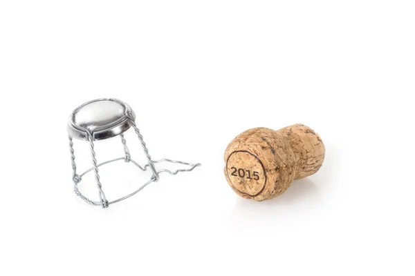 Cork of a Champagne Bottle labeled 2015 — Stock Photo, Image